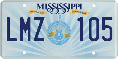 MS license plate LMZ105