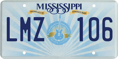MS license plate LMZ106