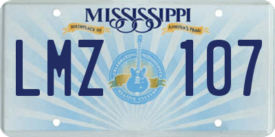 MS license plate LMZ107