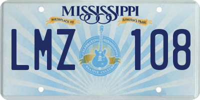 MS license plate LMZ108