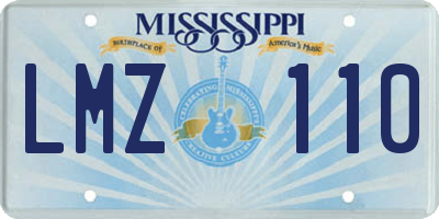 MS license plate LMZ110