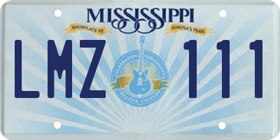 MS license plate LMZ111