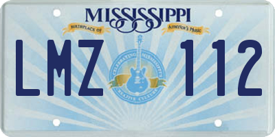 MS license plate LMZ112