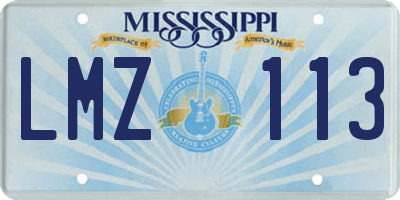 MS license plate LMZ113