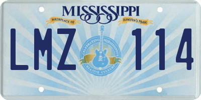 MS license plate LMZ114