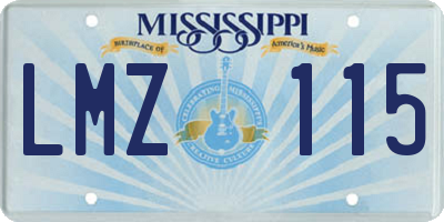 MS license plate LMZ115