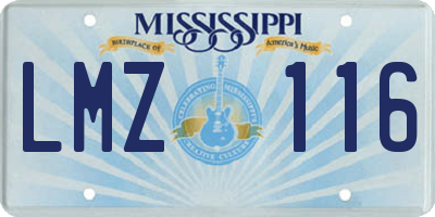 MS license plate LMZ116