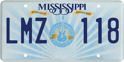 MS license plate LMZ118