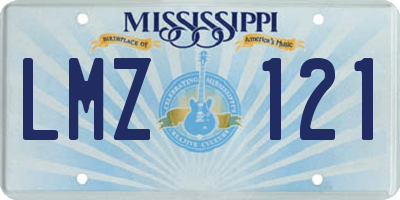 MS license plate LMZ121