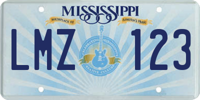 MS license plate LMZ123