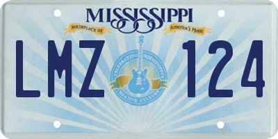MS license plate LMZ124