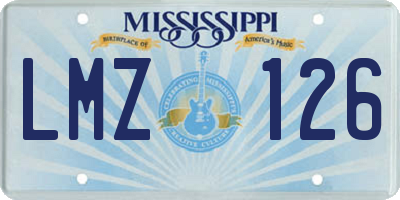 MS license plate LMZ126