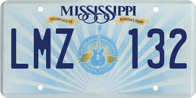 MS license plate LMZ132
