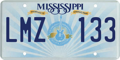 MS license plate LMZ133