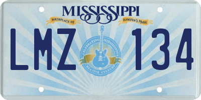 MS license plate LMZ134