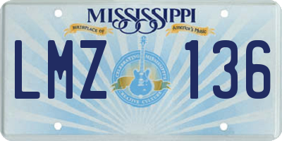 MS license plate LMZ136