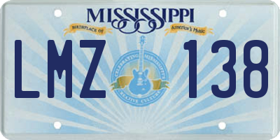 MS license plate LMZ138
