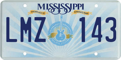 MS license plate LMZ143