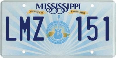 MS license plate LMZ151