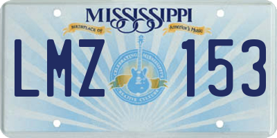 MS license plate LMZ153