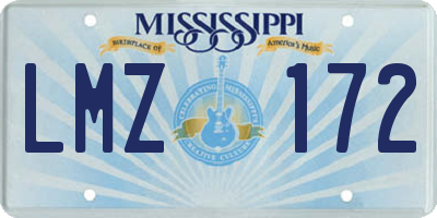 MS license plate LMZ172