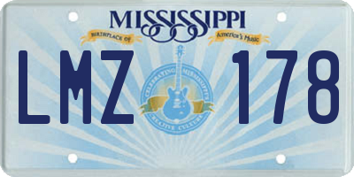 MS license plate LMZ178