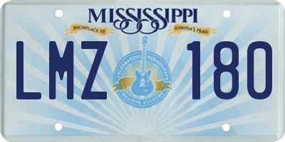 MS license plate LMZ180