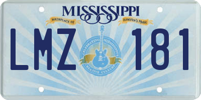 MS license plate LMZ181