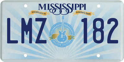 MS license plate LMZ182