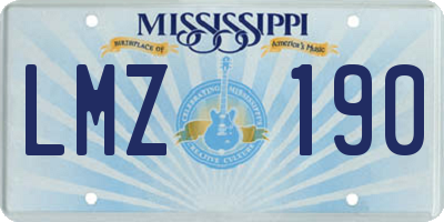 MS license plate LMZ190
