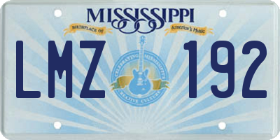 MS license plate LMZ192