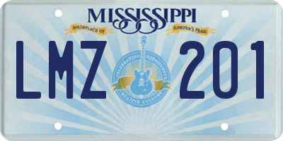 MS license plate LMZ201