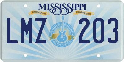 MS license plate LMZ203