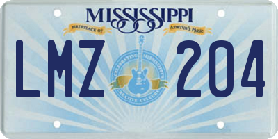 MS license plate LMZ204