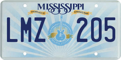 MS license plate LMZ205
