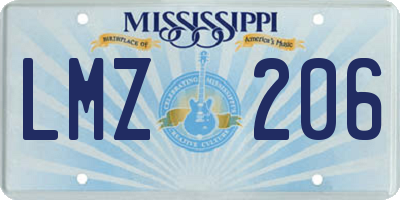 MS license plate LMZ206