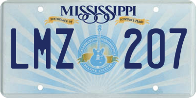 MS license plate LMZ207