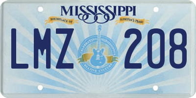 MS license plate LMZ208