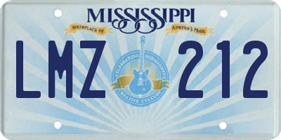 MS license plate LMZ212