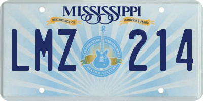 MS license plate LMZ214