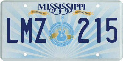 MS license plate LMZ215