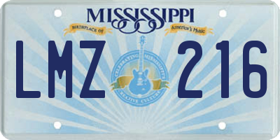 MS license plate LMZ216