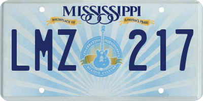 MS license plate LMZ217