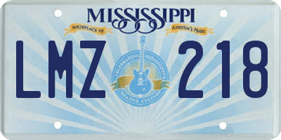 MS license plate LMZ218