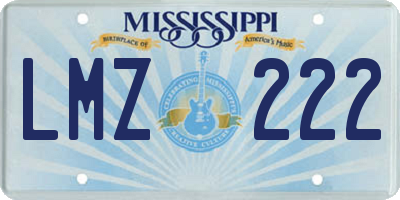 MS license plate LMZ222