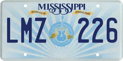 MS license plate LMZ226