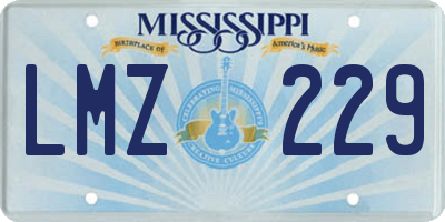 MS license plate LMZ229