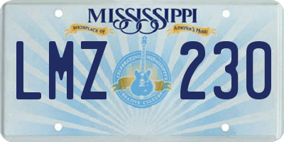 MS license plate LMZ230