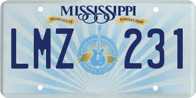 MS license plate LMZ231