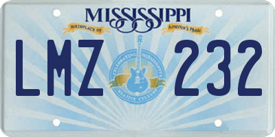 MS license plate LMZ232